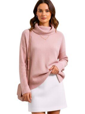 Maeve Cowl Neck Pullover Sweater Pink Relaxed Fit XS